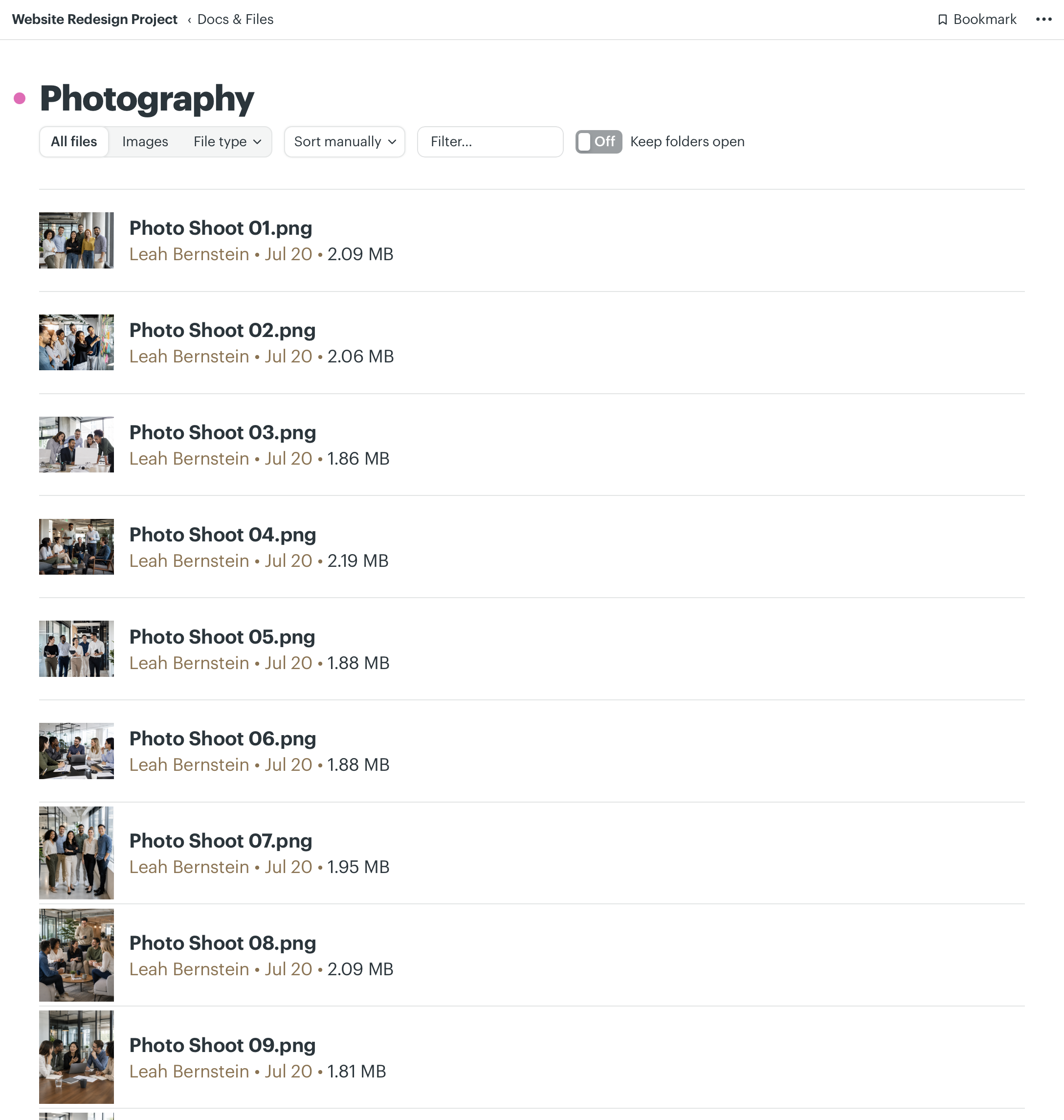 Page: Docs & Files